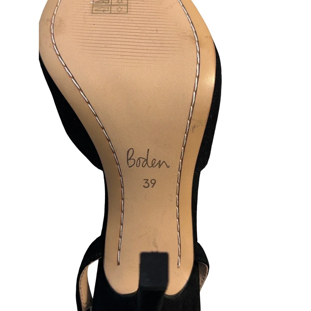 Boden Black Suede Slingback Pumps Tortoise Buckle Pointed Toe Heel Womens 39 / 8